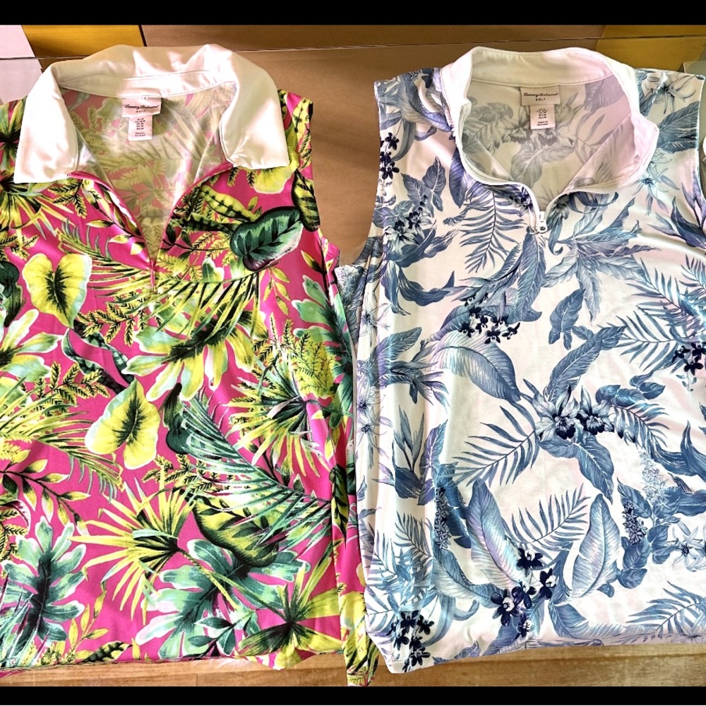 2 Tommy Bahama Gold shirts .